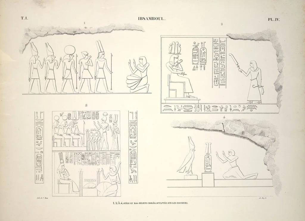 An illustration from Monuments de l'Égypte et de la Nubie, d'après les dessins exécutés sur les lieux sous la direction de Champollion-le-jeune, et les descriptions autographes qu'il en a rédigées; pub. sous les auspices de M. Guizot et de M. Thiers ... par une commission spéciale. Planches, 1835, leaf 6