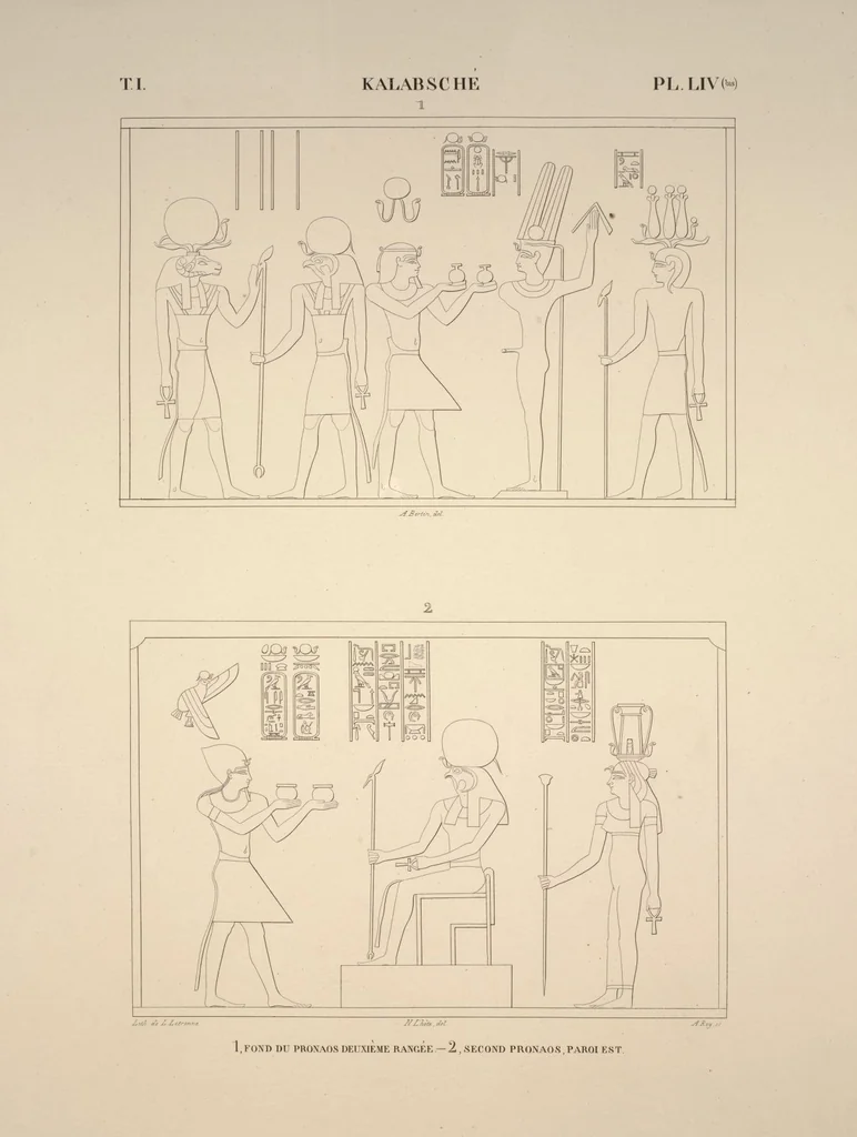 An illustration from Monuments de l'Égypte et de la Nubie, d'après les dessins exécutés sur les lieux sous la direction de Champollion-le-jeune, et les descriptions autographes qu'il en a rédigées; pub. sous les auspices de M. Guizot et de M. Thiers ... par une commission spéciale. Planches, 1835, leaf 61