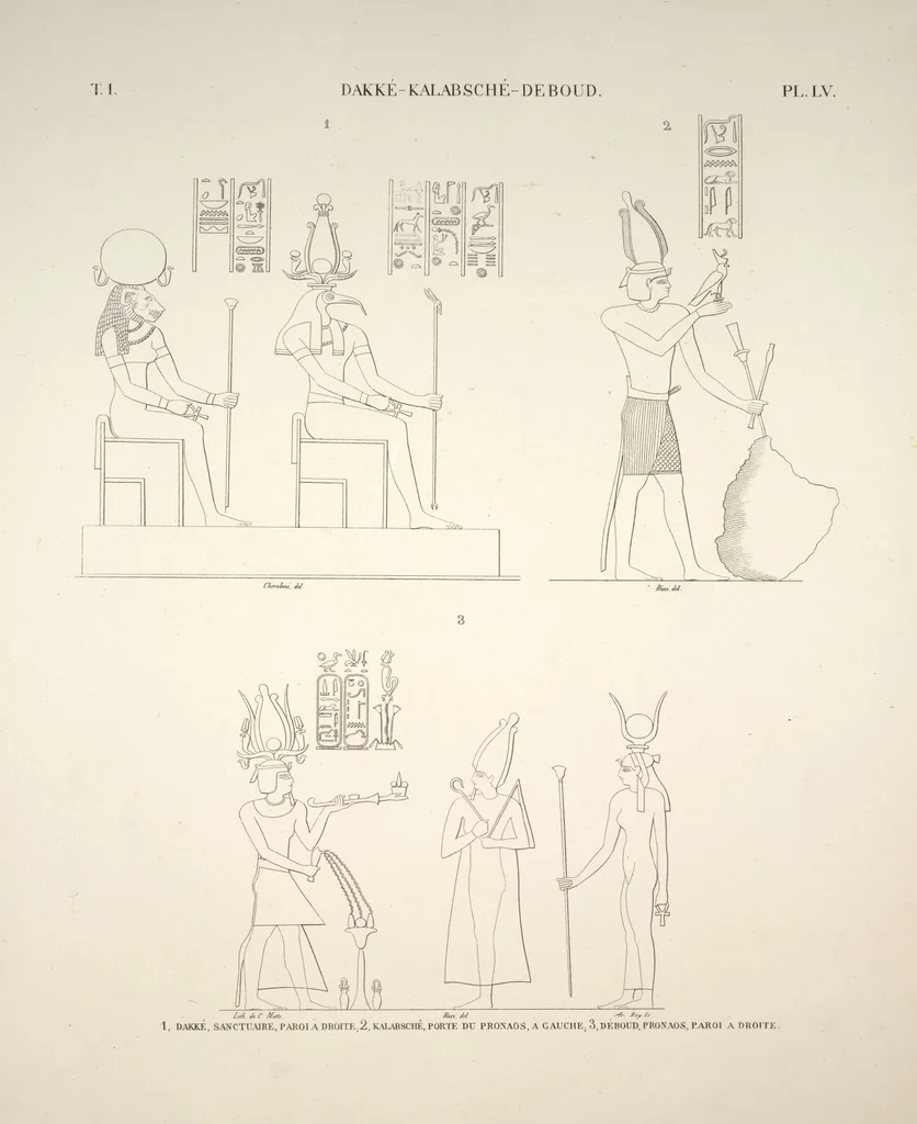 An illustration from Monuments de l'Égypte et de la Nubie, d'après les dessins exécutés sur les lieux sous la direction de Champollion-le-jeune, et les descriptions autographes qu'il en a rédigées; pub. sous les auspices de M. Guizot et de M. Thiers ... par une commission spéciale. Planches, 1835, leaf 62