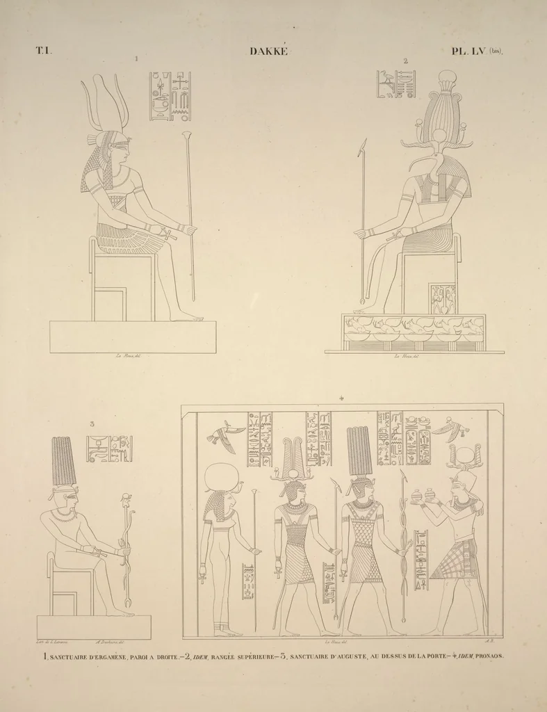 An illustration from Monuments de l'Égypte et de la Nubie, d'après les dessins exécutés sur les lieux sous la direction de Champollion-le-jeune, et les descriptions autographes qu'il en a rédigées; pub. sous les auspices de M. Guizot et de M. Thiers ... par une commission spéciale. Planches, 1835, leaf 63