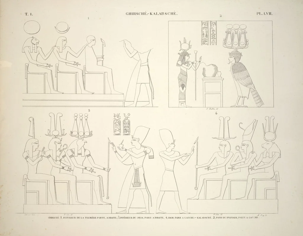 An illustration from Monuments de l'Égypte et de la Nubie, d'après les dessins exécutés sur les lieux sous la direction de Champollion-le-jeune, et les descriptions autographes qu'il en a rédigées; pub. sous les auspices de M. Guizot et de M. Thiers ... par une commission spéciale. Planches, 1835, leaf 65