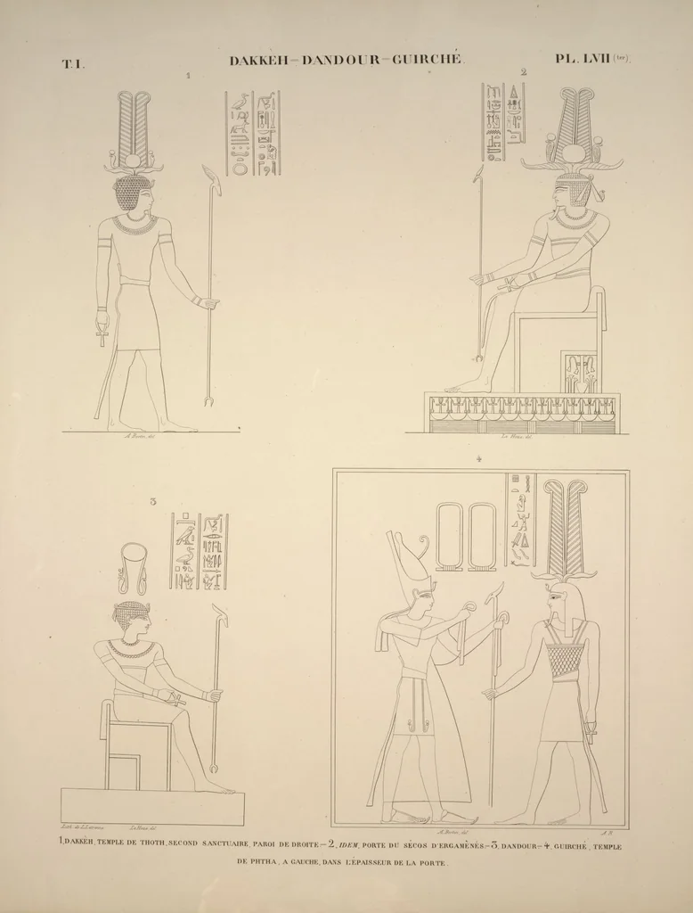An illustration from Monuments de l'Égypte et de la Nubie, d'après les dessins exécutés sur les lieux sous la direction de Champollion-le-jeune, et les descriptions autographes qu'il en a rédigées; pub. sous les auspices de M. Guizot et de M. Thiers ... par une commission spéciale. Planches, 1835, leaf 67