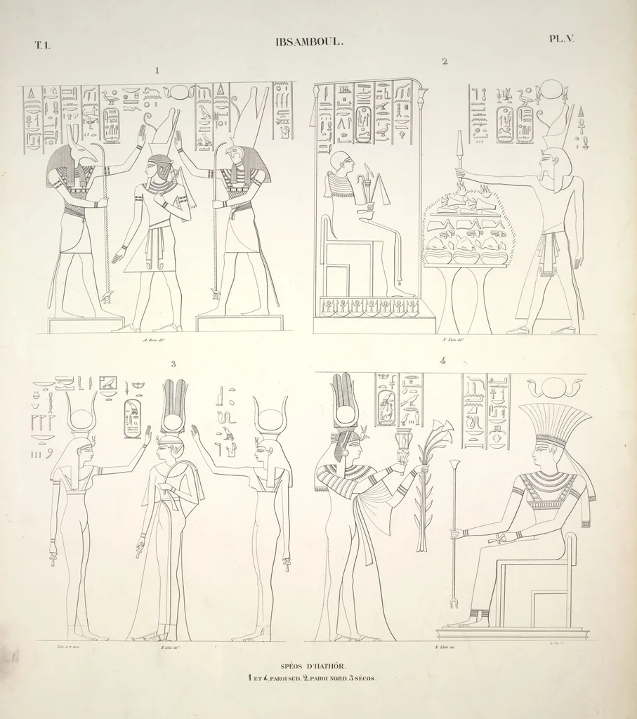 An illustration from Monuments de l'Égypte et de la Nubie, d'après les dessins exécutés sur les lieux sous la direction de Champollion-le-jeune, et les descriptions autographes qu'il en a rédigées; pub. sous les auspices de M. Guizot et de M. Thiers ... par une commission spéciale. Planches, 1835, leaf 7