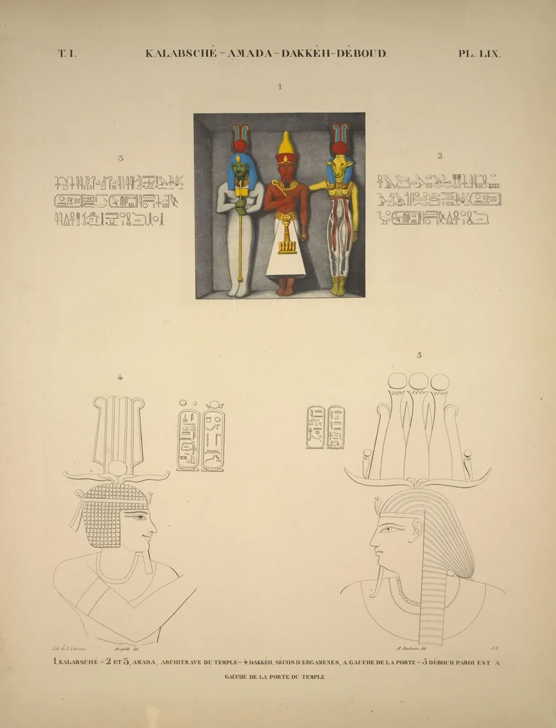 An illustration from Monuments de l'Égypte et de la Nubie, d'après les dessins exécutés sur les lieux sous la direction de Champollion-le-jeune, et les descriptions autographes qu'il en a rédigées; pub. sous les auspices de M. Guizot et de M. Thiers ... par une commission spéciale. Planches, 1835, leaf 70