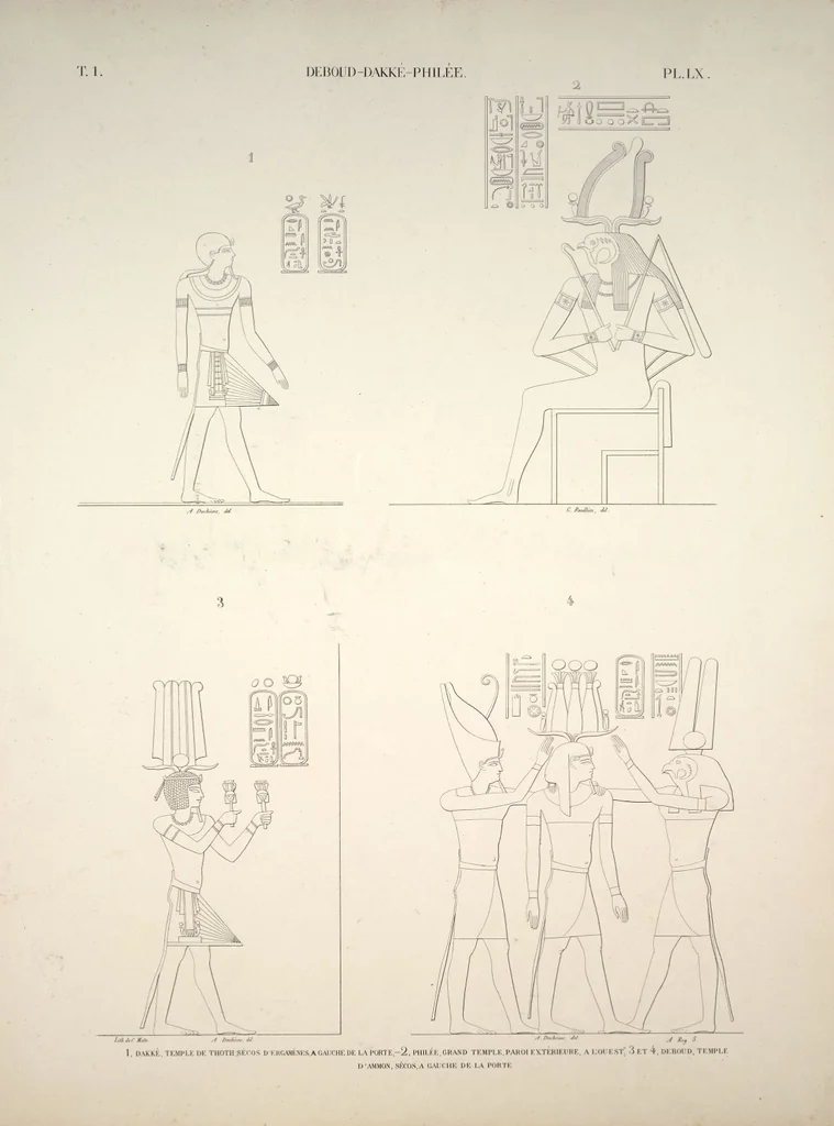 An illustration from Monuments de l'Égypte et de la Nubie, d'après les dessins exécutés sur les lieux sous la direction de Champollion-le-jeune, et les descriptions autographes qu'il en a rédigées; pub. sous les auspices de M. Guizot et de M. Thiers ... par une commission spéciale. Planches, 1835, leaf 71