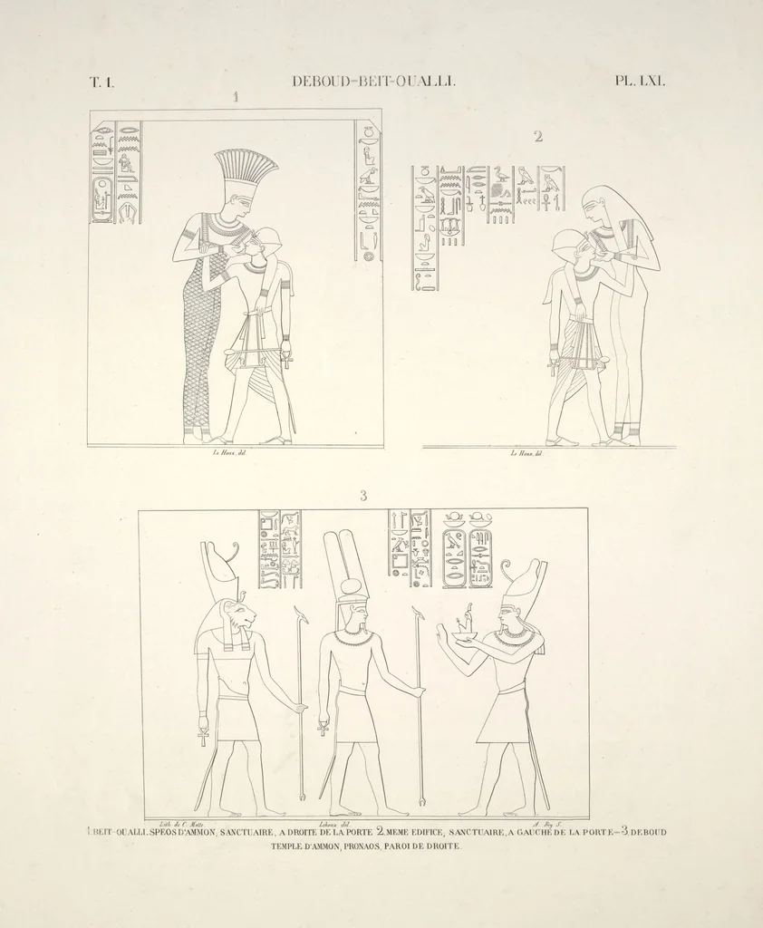 An illustration from Monuments de l'Égypte et de la Nubie, d'après les dessins exécutés sur les lieux sous la direction de Champollion-le-jeune, et les descriptions autographes qu'il en a rédigées; pub. sous les auspices de M. Guizot et de M. Thiers ... par une commission spéciale. Planches, 1835, leaf 72