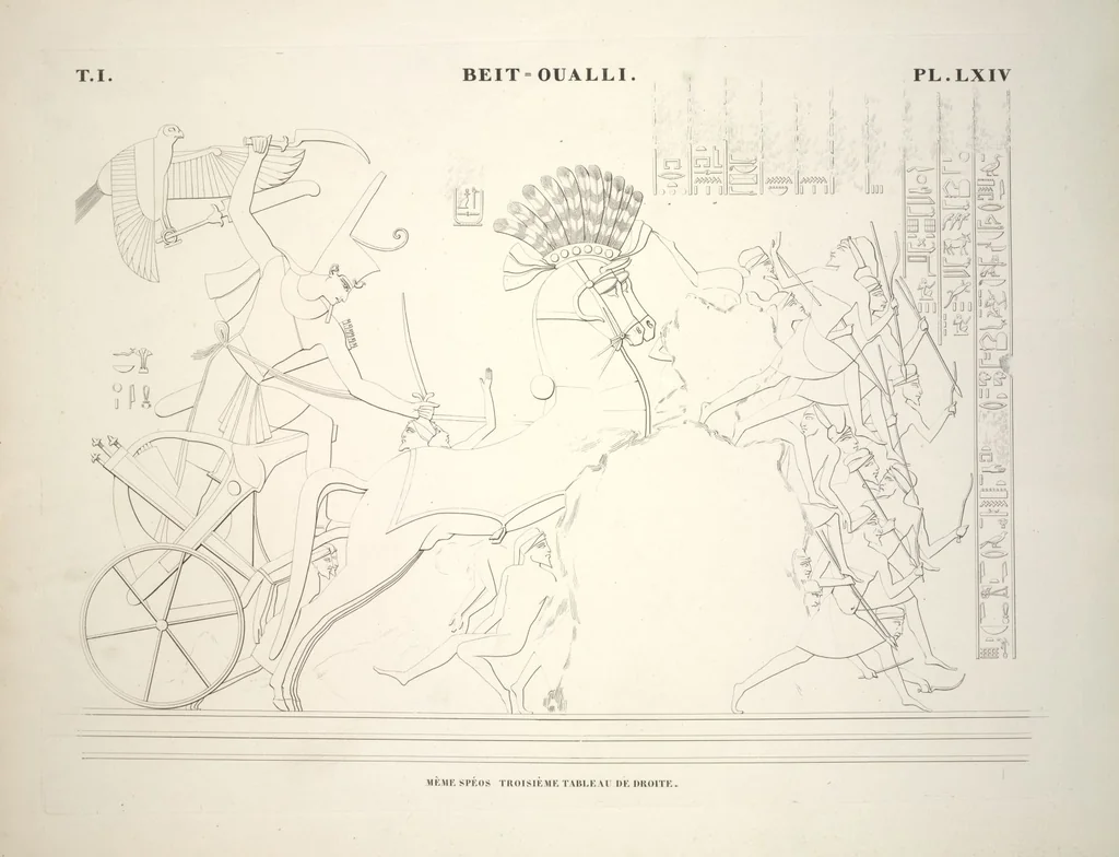 An illustration from Monuments de l'Égypte et de la Nubie, d'après les dessins exécutés sur les lieux sous la direction de Champollion-le-jeune, et les descriptions autographes qu'il en a rédigées; pub. sous les auspices de M. Guizot et de M. Thiers ... par une commission spéciale. Planches, 1835, leaf 75