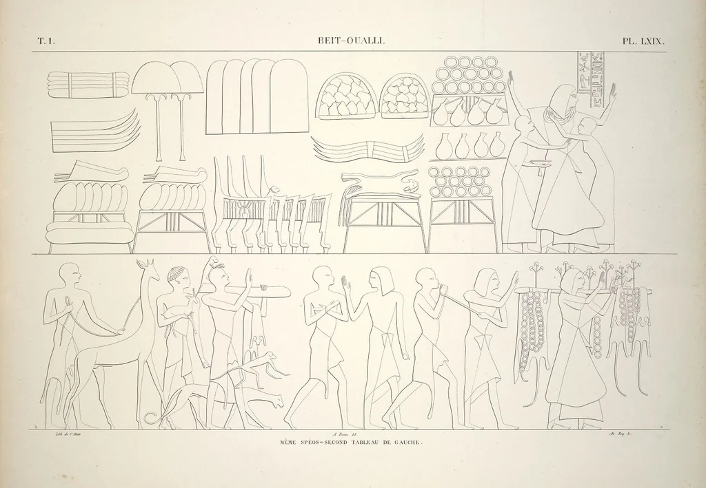 An illustration from Monuments de l'Égypte et de la Nubie, d'après les dessins exécutés sur les lieux sous la direction de Champollion-le-jeune, et les descriptions autographes qu'il en a rédigées; pub. sous les auspices de M. Guizot et de M. Thiers ... par une commission spéciale. Planches, 1835, leaf 80