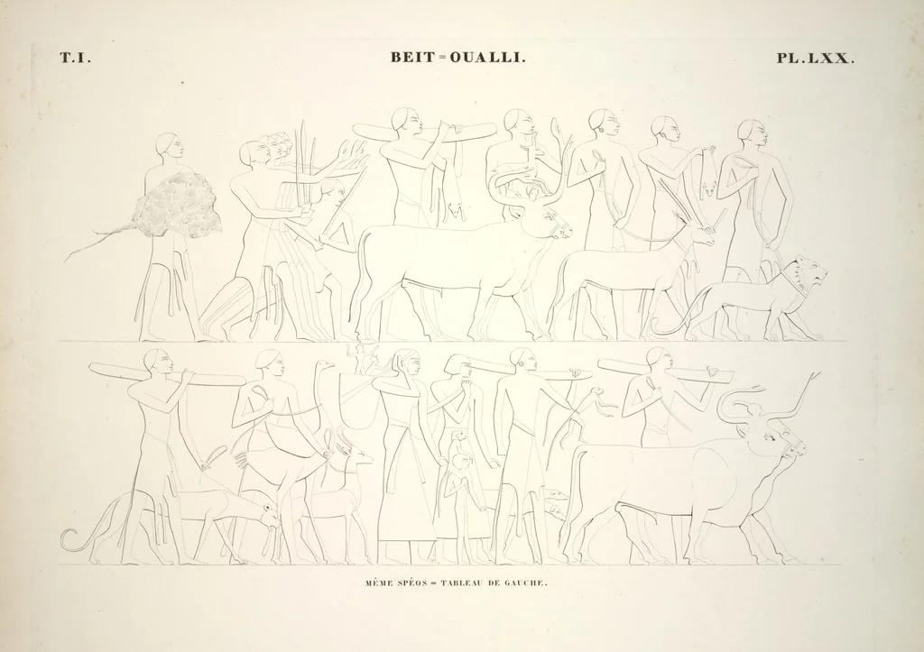 An illustration from Monuments de l'Égypte et de la Nubie, d'après les dessins exécutés sur les lieux sous la direction de Champollion-le-jeune, et les descriptions autographes qu'il en a rédigées; pub. sous les auspices de M. Guizot et de M. Thiers ... par une commission spéciale. Planches, 1835, leaf 81
