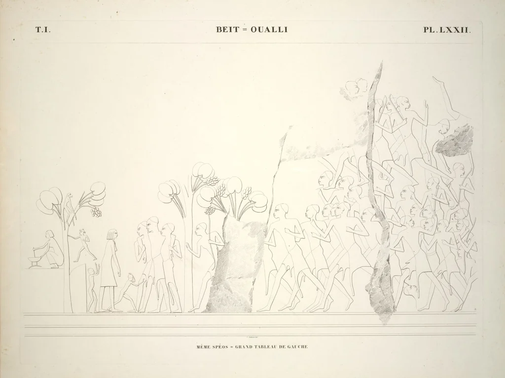 An illustration from Monuments de l'Égypte et de la Nubie, d'après les dessins exécutés sur les lieux sous la direction de Champollion-le-jeune, et les descriptions autographes qu'il en a rédigées; pub. sous les auspices de M. Guizot et de M. Thiers ... par une commission spéciale. Planches, 1835, leaf 83
