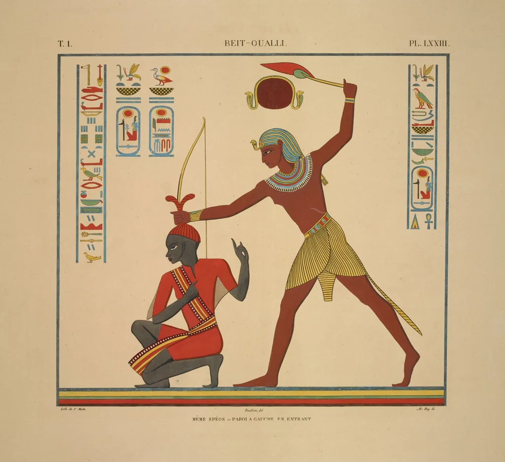 An illustration from Monuments de l'Égypte et de la Nubie, d'après les dessins exécutés sur les lieux sous la direction de Champollion-le-jeune, et les descriptions autographes qu'il en a rédigées; pub. sous les auspices de M. Guizot et de M. Thiers ... par une commission spéciale. Planches, 1835, leaf 84