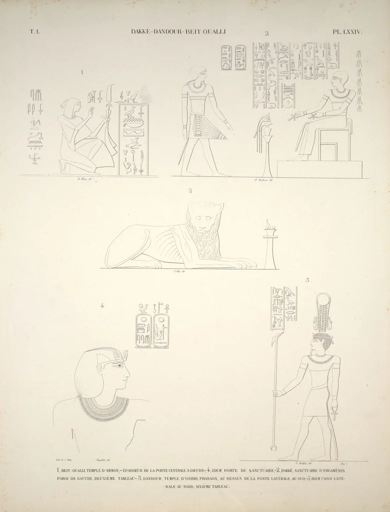 An illustration from Monuments de l'Égypte et de la Nubie, d'après les dessins exécutés sur les lieux sous la direction de Champollion-le-jeune, et les descriptions autographes qu'il en a rédigées; pub. sous les auspices de M. Guizot et de M. Thiers ... par une commission spéciale. Planches, 1835, leaf 85