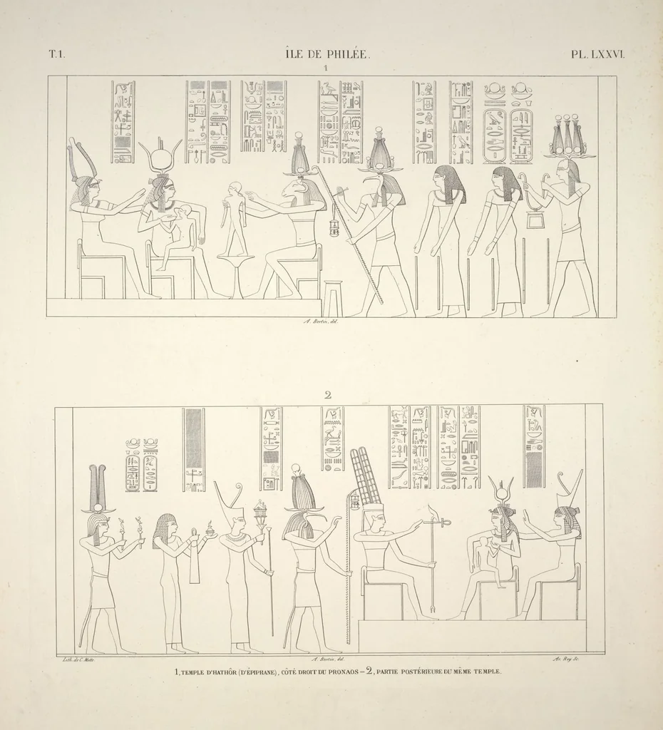 An illustration from Monuments de l'Égypte et de la Nubie, d'après les dessins exécutés sur les lieux sous la direction de Champollion-le-jeune, et les descriptions autographes qu'il en a rédigées; pub. sous les auspices de M. Guizot et de M. Thiers ... par une commission spéciale. Planches, 1835, leaf 87