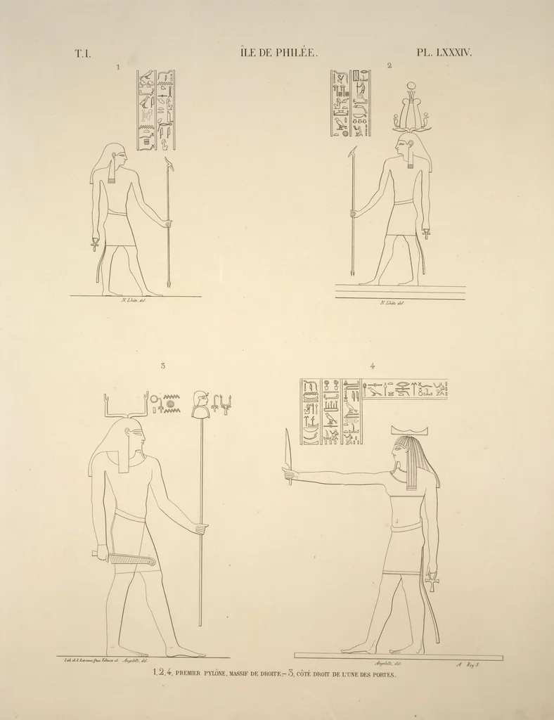 An illustration from Monuments de l'Égypte et de la Nubie, d'après les dessins exécutés sur les lieux sous la direction de Champollion-le-jeune, et les descriptions autographes qu'il en a rédigées; pub. sous les auspices de M. Guizot et de M. Thiers ... par une commission spéciale. Planches, 1835, leaf 95