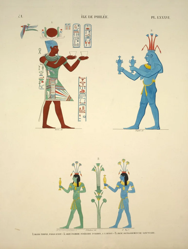 An illustration from Monuments de l'Égypte et de la Nubie, d'après les dessins exécutés sur les lieux sous la direction de Champollion-le-jeune, et les descriptions autographes qu'il en a rédigées; pub. sous les auspices de M. Guizot et de M. Thiers ... par une commission spéciale. Planches, 1835, leaf 97