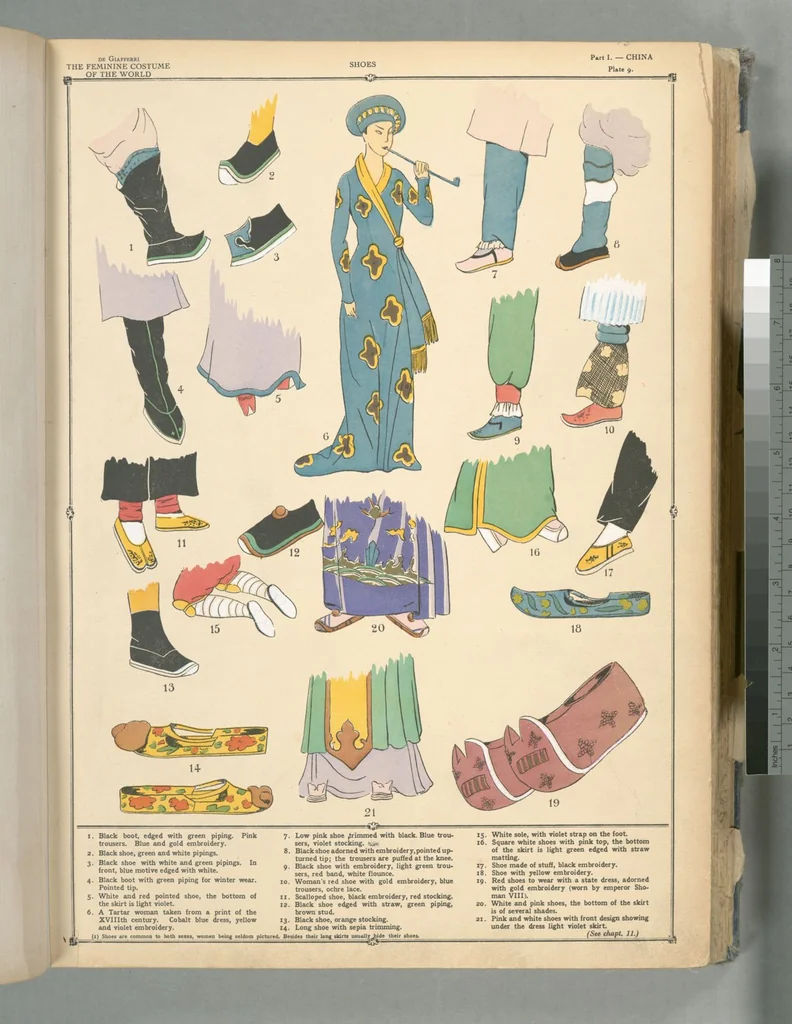 An illustration from The history of the feminine costume of the world, from the year 5318 B.C. to our century, 1926, leaf 11