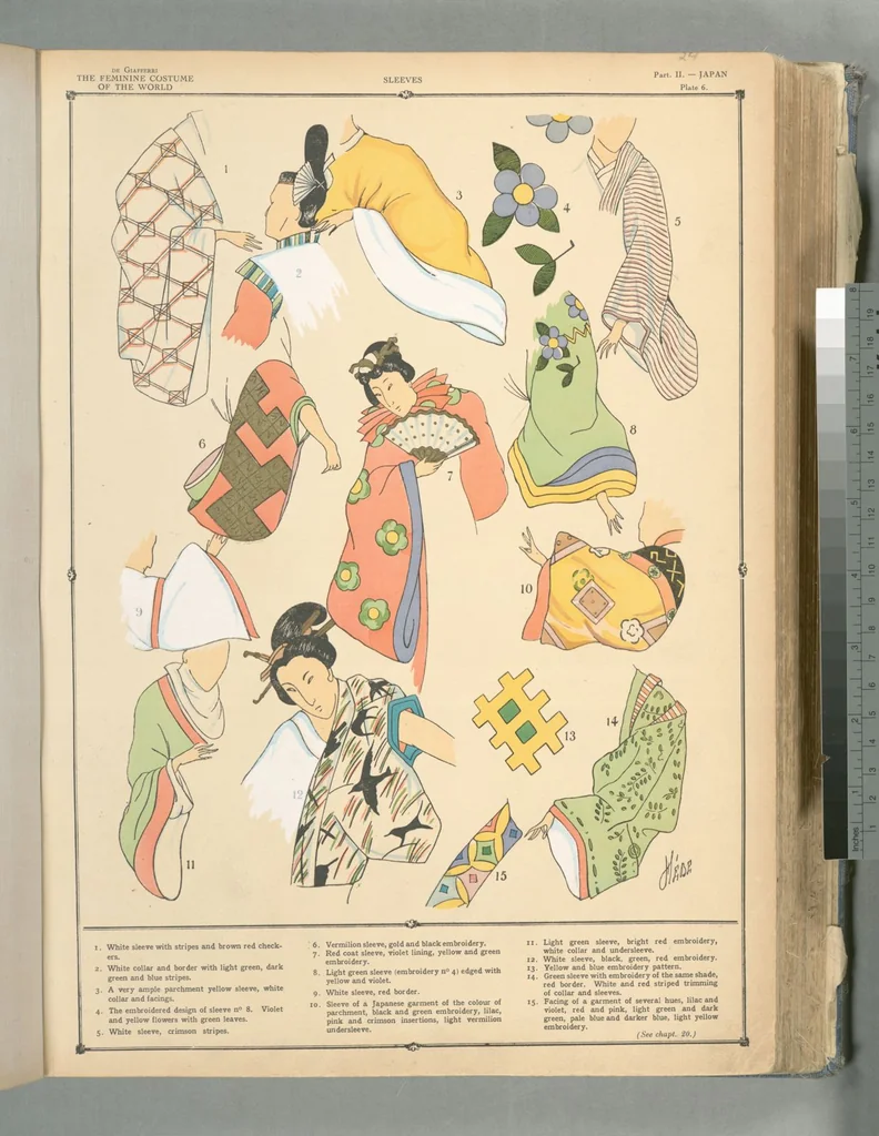 An illustration from The history of the feminine costume of the world, from the year 5318 B.C. to our century, 1926, leaf 19