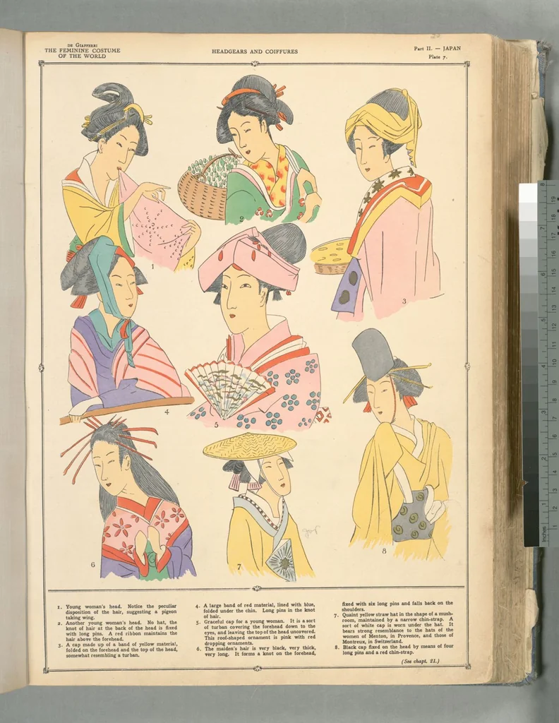 An illustration from The history of the feminine costume of the world, from the year 5318 B.C. to our century, 1926, leaf 20