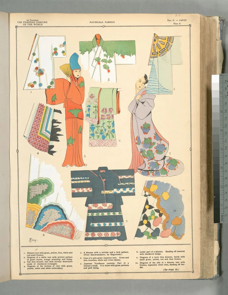 An illustration from The history of the feminine costume of the world, from the year 5318 B.C. to our century, 1926, leaf 21