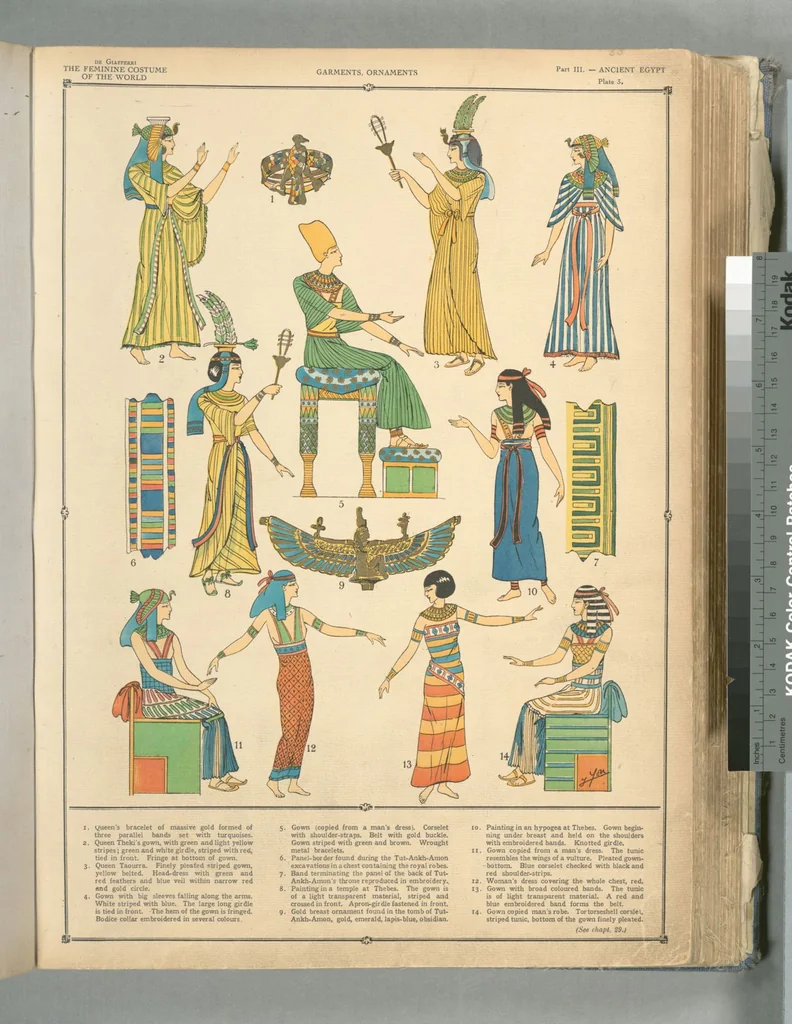 An illustration from The history of the feminine costume of the world, from the year 5318 B.C. to our century, 1926, leaf 27