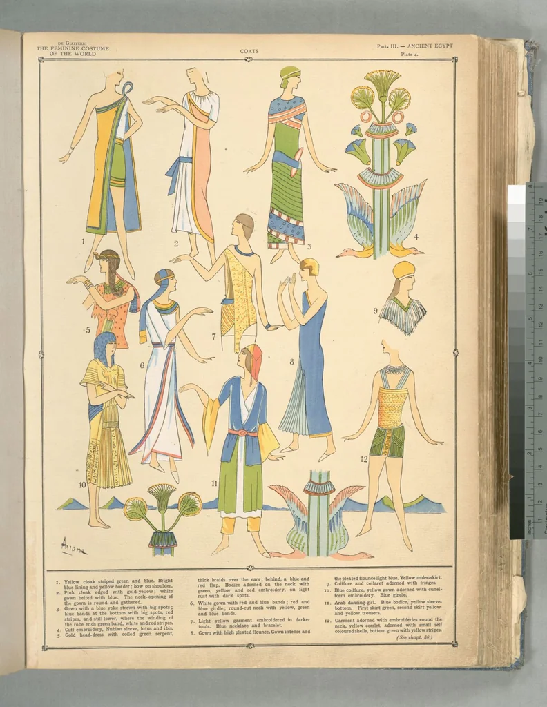 An illustration from The history of the feminine costume of the world, from the year 5318 B.C. to our century, 1926, leaf 28