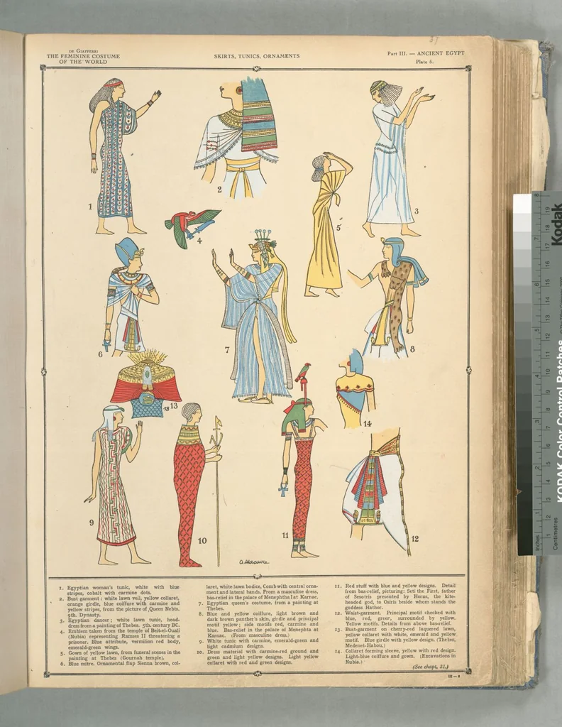 An illustration from The history of the feminine costume of the world, from the year 5318 B.C. to our century, 1926, leaf 29