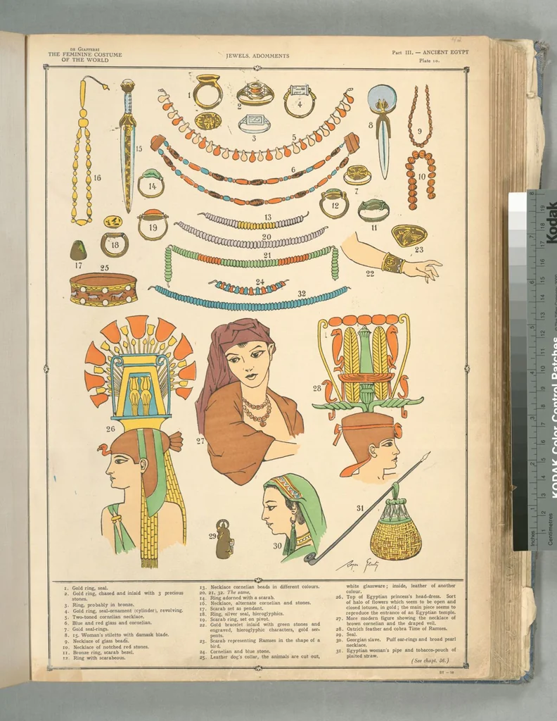 An illustration from The history of the feminine costume of the world, from the year 5318 B.C. to our century, 1926, leaf 34
