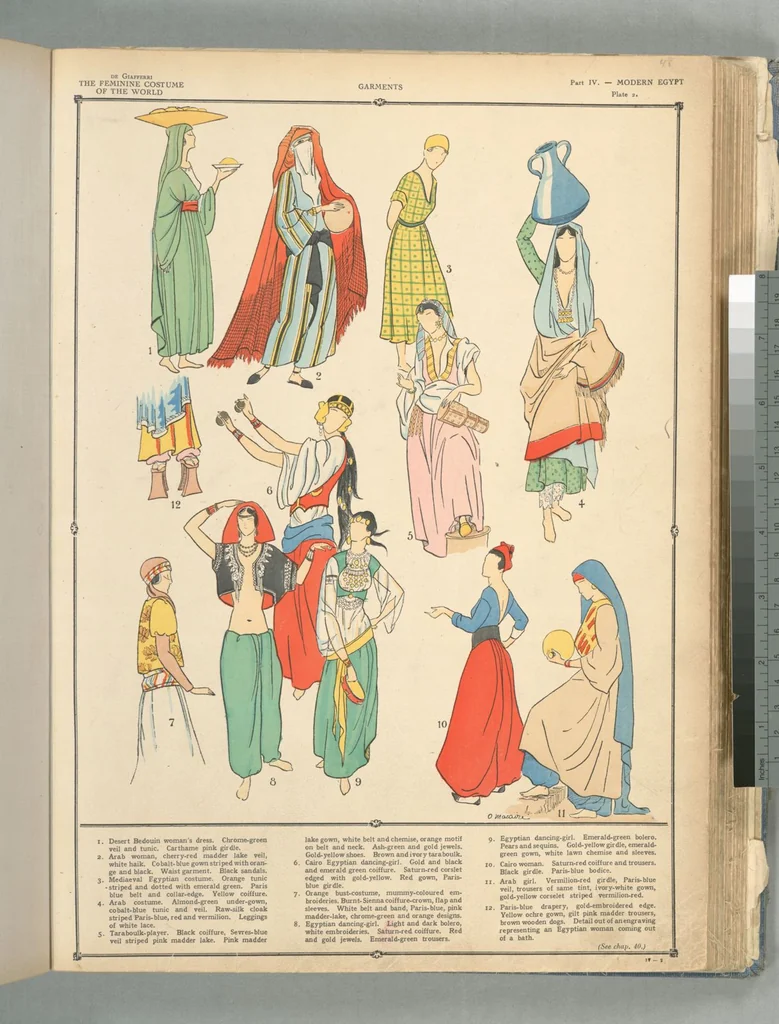 An illustration from The history of the feminine costume of the world, from the year 5318 B.C. to our century, 1926, leaf 37