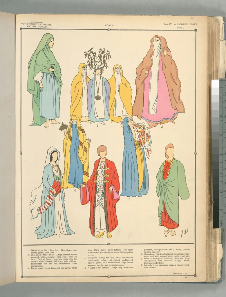 An illustration from The history of the feminine costume of the world, from the year 5318 B.C. to our century, 1926, leaf 39