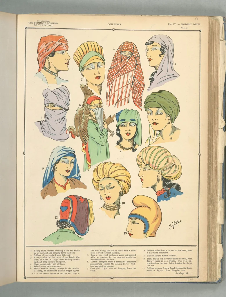 An illustration from The history of the feminine costume of the world, from the year 5318 B.C. to our century, 1926, leaf 42