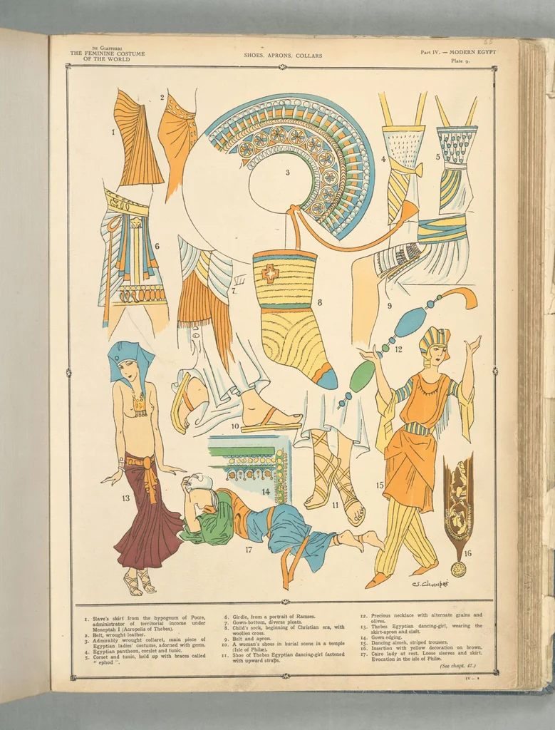 An illustration from The history of the feminine costume of the world, from the year 5318 B.C. to our century, 1926, leaf 44