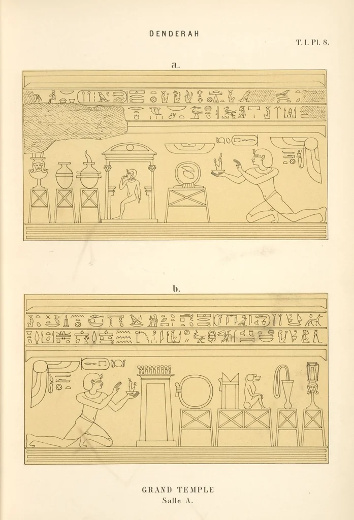 An illustration from Dendérah : description générale du grand temple de cette ville, 1870, leaf 9