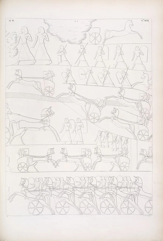 An illustration from I monumenti dell'Egitto e della Nubia disegnati dalla spedizione scientifico-letteraria toscana in Egitto; distribuiti in ordine di materie interpretati ed illustrati dal dottore Ippolito Rosellini, 1832, leaf 101
