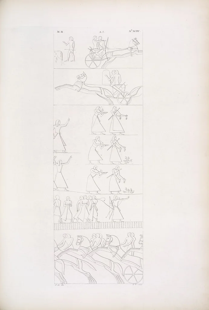 An illustration from I monumenti dell'Egitto e della Nubia disegnati dalla spedizione scientifico-letteraria toscana in Egitto; distribuiti in ordine di materie interpretati ed illustrati dal dottore Ippolito Rosellini, 1832, leaf 103