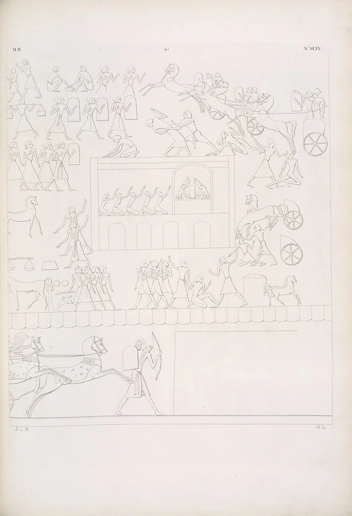 An illustration from I monumenti dell'Egitto e della Nubia disegnati dalla spedizione scientifico-letteraria toscana in Egitto; distribuiti in ordine di materie interpretati ed illustrati dal dottore Ippolito Rosellini, 1832, leaf 108