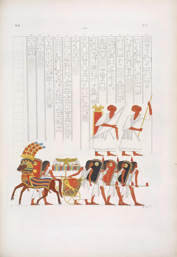 An illustration from I monumenti dell'Egitto e della Nubia disegnati dalla spedizione scientifico-letteraria toscana in Egitto; distribuiti in ordine di materie interpretati ed illustrati dal dottore Ippolito Rosellini, 1832, leaf 109