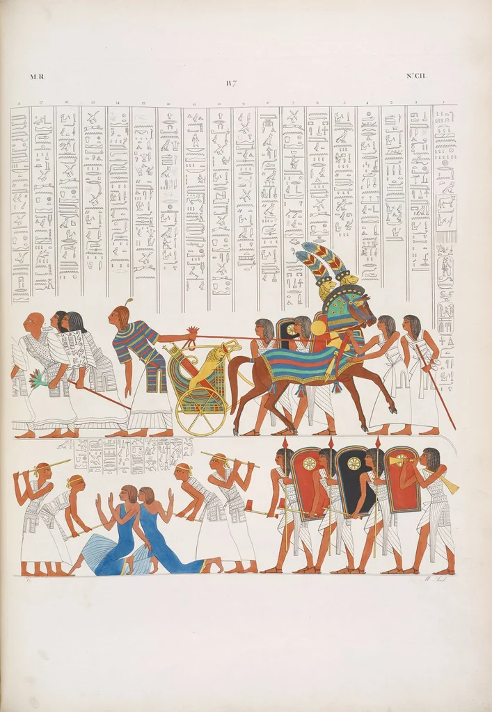 An illustration from I monumenti dell'Egitto e della Nubia disegnati dalla spedizione scientifico-letteraria toscana in Egitto; distribuiti in ordine di materie interpretati ed illustrati dal dottore Ippolito Rosellini, 1832, leaf 111