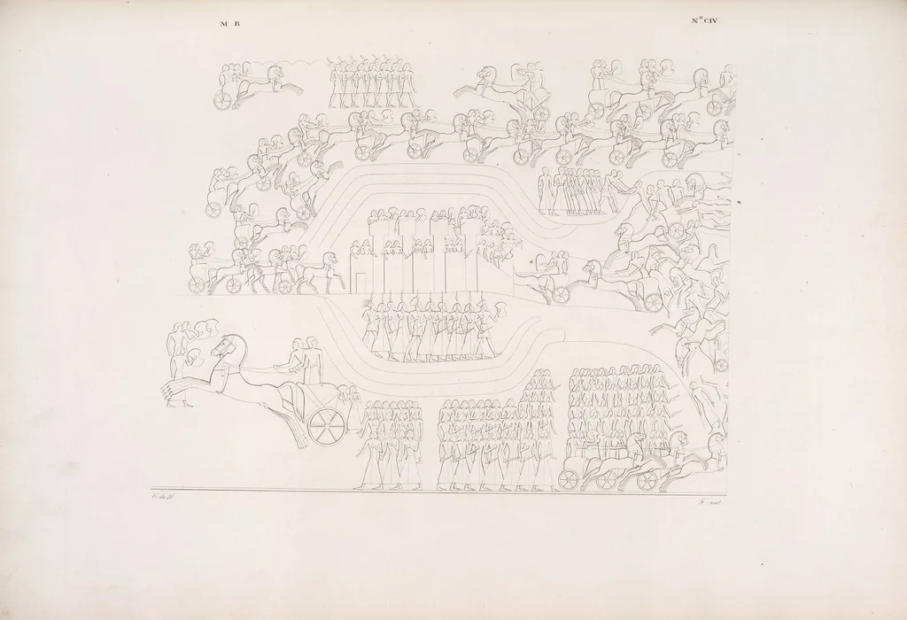 An illustration from I monumenti dell'Egitto e della Nubia disegnati dalla spedizione scientifico-letteraria toscana in Egitto; distribuiti in ordine di materie interpretati ed illustrati dal dottore Ippolito Rosellini, 1832, leaf 113