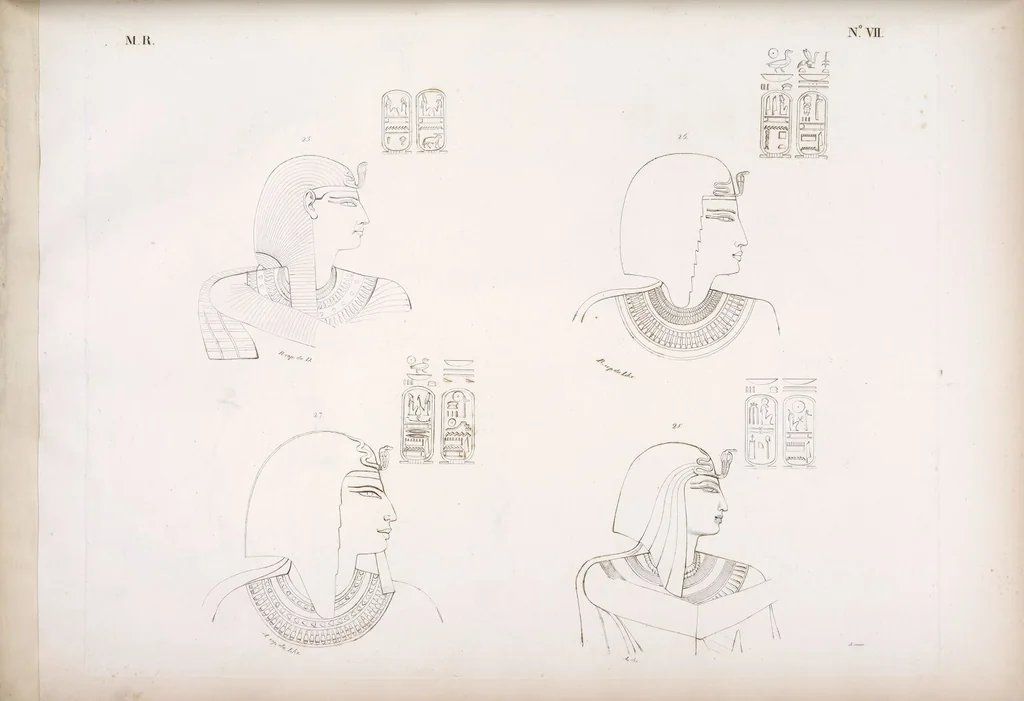An illustration from I monumenti dell'Egitto e della Nubia disegnati dalla spedizione scientifico-letteraria toscana in Egitto; distribuiti in ordine di materie interpretati ed illustrati dal dottore Ippolito Rosellini, 1832, leaf 12