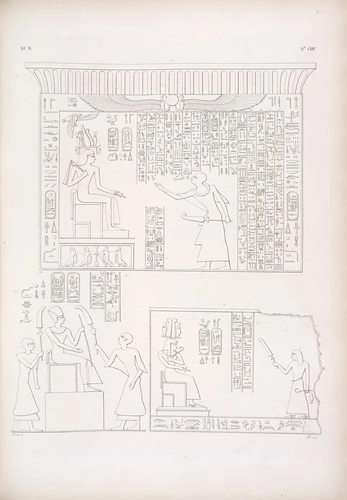 An illustration from I monumenti dell'Egitto e della Nubia disegnati dalla spedizione scientifico-letteraria toscana in Egitto; distribuiti in ordine di materie interpretati ed illustrati dal dottore Ippolito Rosellini, 1832, leaf 123