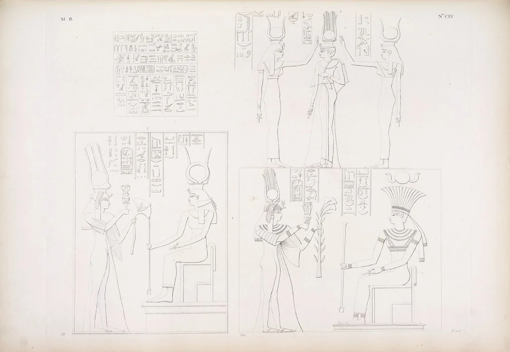 An illustration from I monumenti dell'Egitto e della Nubia disegnati dalla spedizione scientifico-letteraria toscana in Egitto; distribuiti in ordine di materie interpretati ed illustrati dal dottore Ippolito Rosellini, 1832, leaf 124