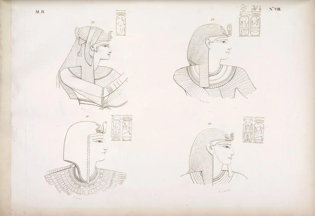 An illustration from I monumenti dell'Egitto e della Nubia disegnati dalla spedizione scientifico-letteraria toscana in Egitto; distribuiti in ordine di materie interpretati ed illustrati dal dottore Ippolito Rosellini, 1832, leaf 13