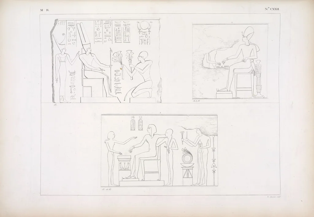An illustration from I monumenti dell'Egitto e della Nubia disegnati dalla spedizione scientifico-letteraria toscana in Egitto; distribuiti in ordine di materie interpretati ed illustrati dal dottore Ippolito Rosellini, 1832, leaf 131