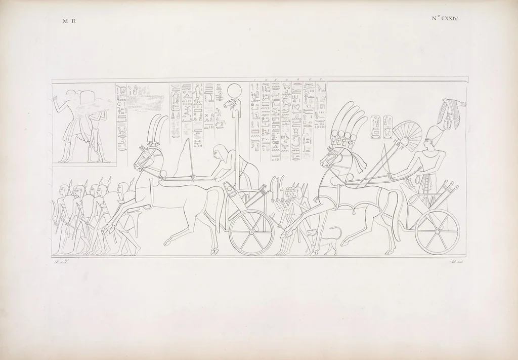 An illustration from I monumenti dell'Egitto e della Nubia disegnati dalla spedizione scientifico-letteraria toscana in Egitto; distribuiti in ordine di materie interpretati ed illustrati dal dottore Ippolito Rosellini, 1832, leaf 133