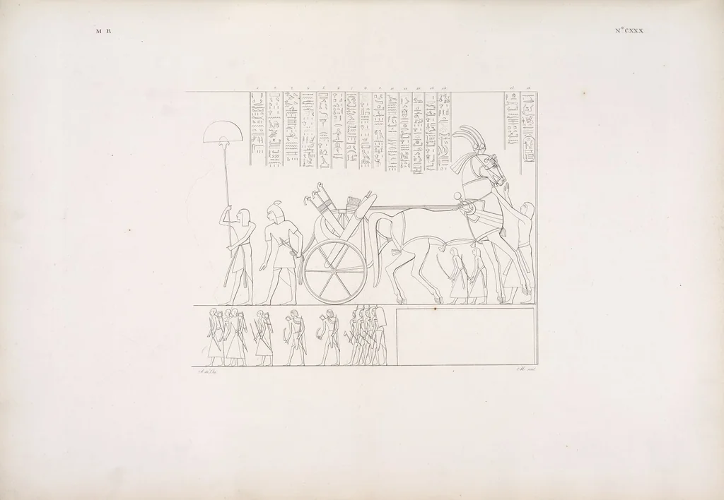 An illustration from I monumenti dell'Egitto e della Nubia disegnati dalla spedizione scientifico-letteraria toscana in Egitto; distribuiti in ordine di materie interpretati ed illustrati dal dottore Ippolito Rosellini, 1832, leaf 139