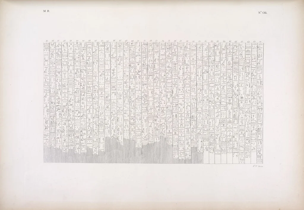 An illustration from I monumenti dell'Egitto e della Nubia disegnati dalla spedizione scientifico-letteraria toscana in Egitto; distribuiti in ordine di materie interpretati ed illustrati dal dottore Ippolito Rosellini, 1832, leaf 149