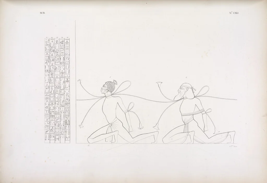 An illustration from I monumenti dell'Egitto e della Nubia disegnati dalla spedizione scientifico-letteraria toscana in Egitto; distribuiti in ordine di materie interpretati ed illustrati dal dottore Ippolito Rosellini, 1832, leaf 150