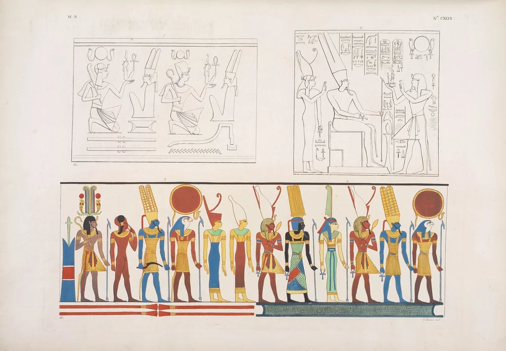 An illustration from I monumenti dell'Egitto e della Nubia disegnati dalla spedizione scientifico-letteraria toscana in Egitto; distribuiti in ordine di materie interpretati ed illustrati dal dottore Ippolito Rosellini, 1832, leaf 155