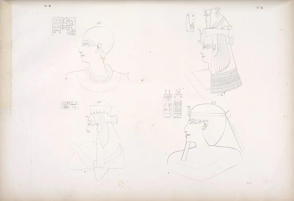 An illustration from I monumenti dell'Egitto e della Nubia disegnati dalla spedizione scientifico-letteraria toscana in Egitto; distribuiti in ordine di materie interpretati ed illustrati dal dottore Ippolito Rosellini, 1832, leaf 16