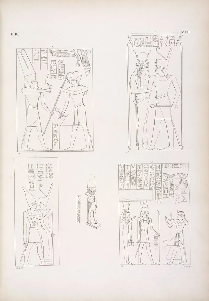 An illustration from I monumenti dell'Egitto e della Nubia disegnati dalla spedizione scientifico-letteraria toscana in Egitto; distribuiti in ordine di materie interpretati ed illustrati dal dottore Ippolito Rosellini, 1832, leaf 160
